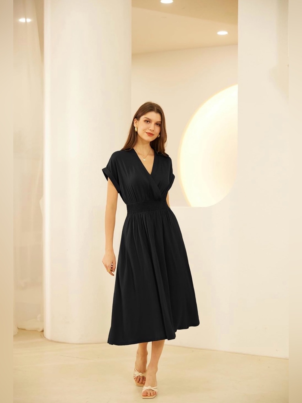 ♥️ Chic Black Midi Dress for Women by Grace Karen
